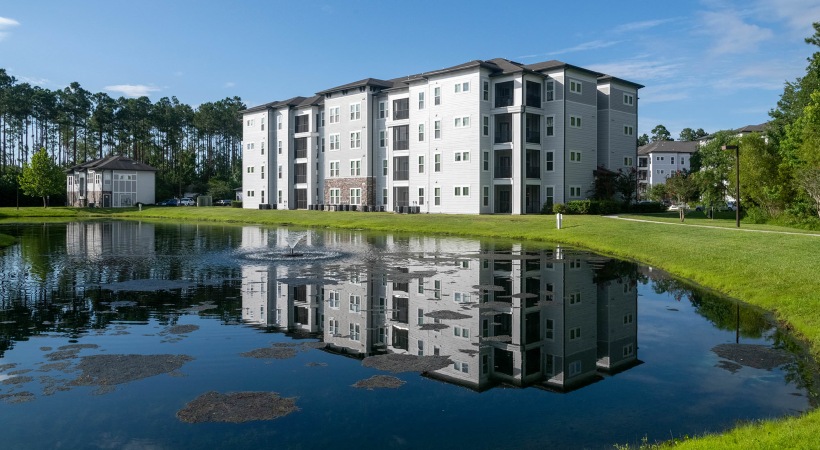 pond behind Integra River Run apartments