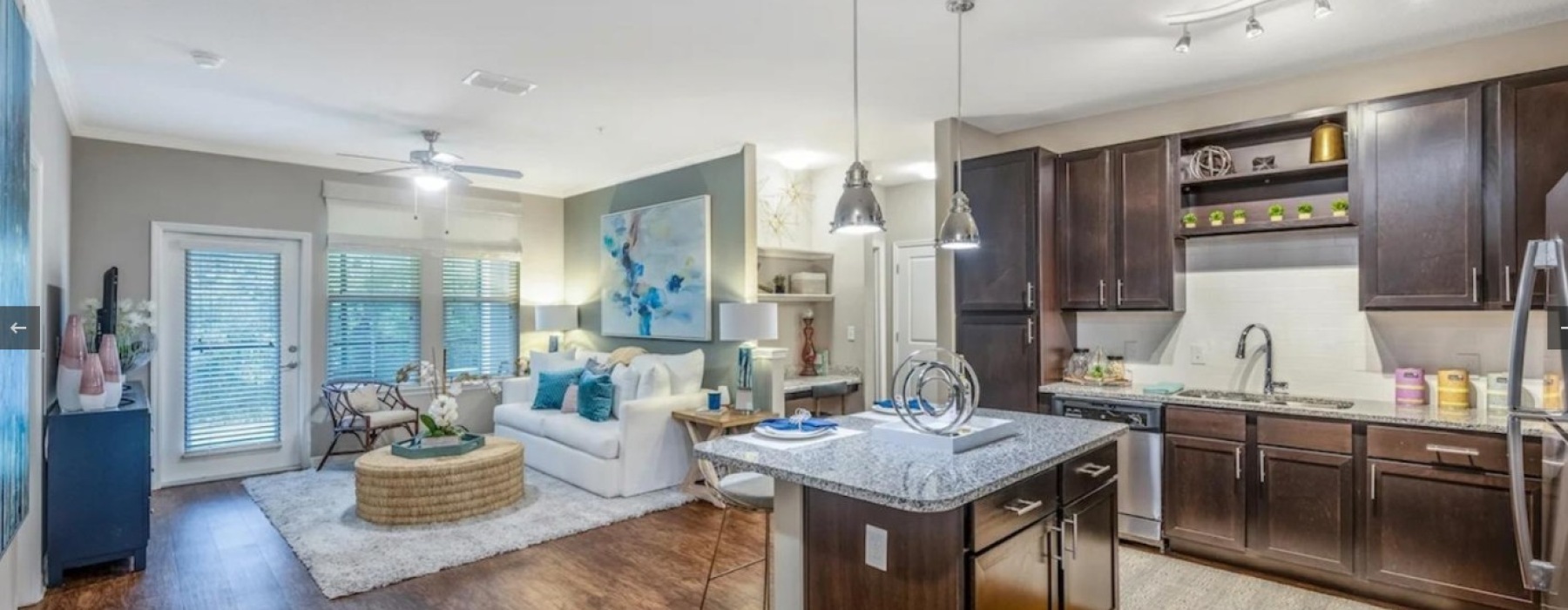 kitchen with bright lighting and ample counter space